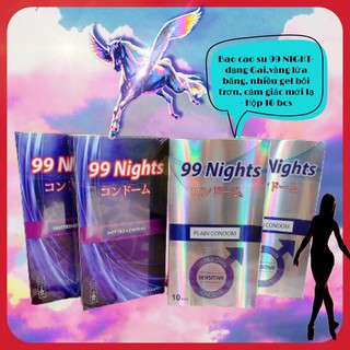 Bao cao su 99 NIGHT- dạng Gai,vàng lửa băng, nhiều gel bôi trơn, cảm giác mới lạ - Hộp 10 bcs