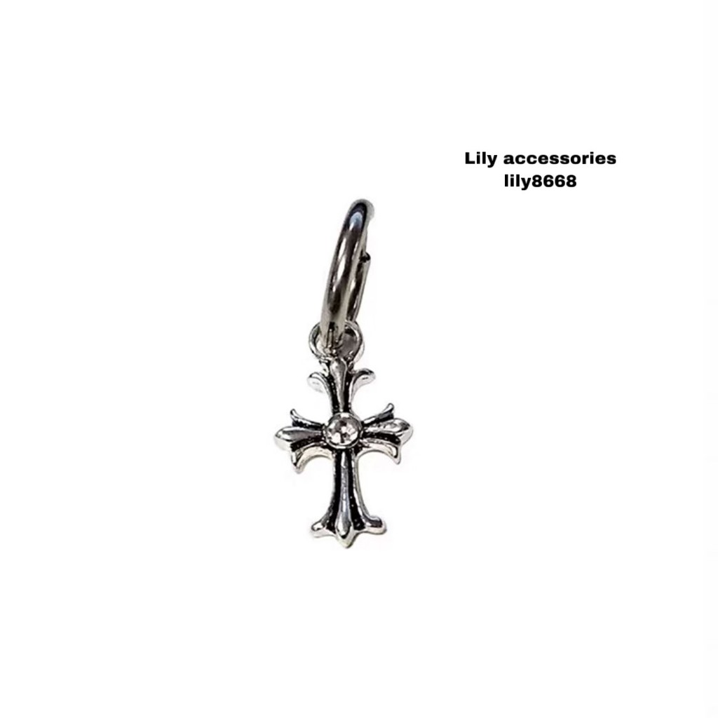 CROSS EARRING khuyên tai và kẹp tai titan thánh giá đính kim nam nữ không gỉ không đen không dị ứng