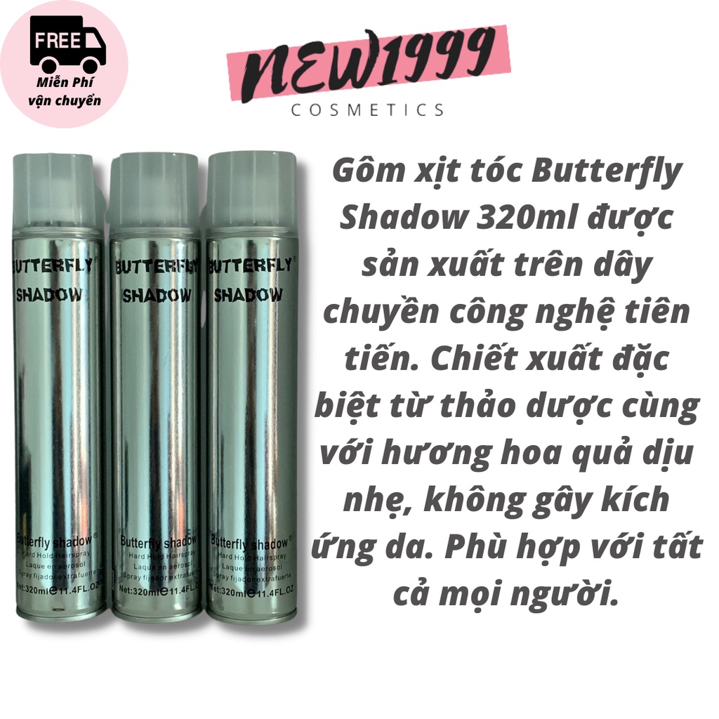 Gôm xịt tóc nam tạo kiểu BUTTERFLY 320ml L2 siêu cứng giữ nếp 12h