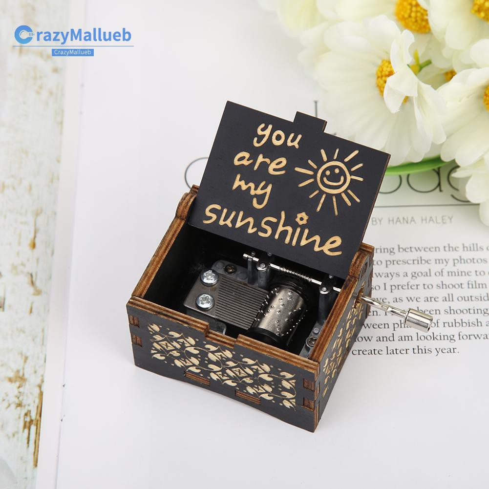 Hộp Nhạc Bằng Gỗ Khắc Chữ You Are My Sunshine Vintage