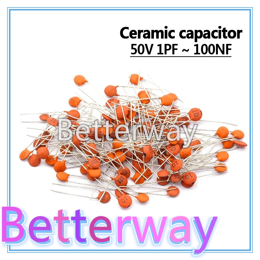 100 Chiếc Tụ Gốm 50V 1pF ~ 100nF 0.1uF 104 4.7PF 10PF 22PF 33PF 47PF 100PF 101 220PF 10NF 330PF 470P