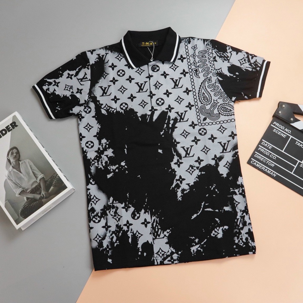 Áo thun nam POLO tay ngắn loang màu có cổ giá rẻ vải cotton co giãn,FORM CHUẨN ĐẸP-AHFASHION