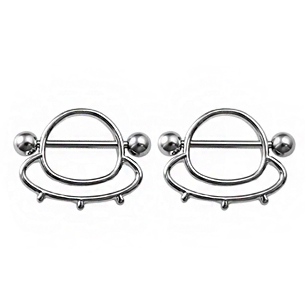 Set 2 Khuyên Nhũ Hoa Bằng Thép Không Gỉ Cá Tính