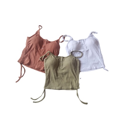 Áo 2 dây bún Croptop có mút ngực,có dây rút 2 bên sườn, chất liệu thun gân tăm thoáng mát, thích hợp tập gym, đi dạo