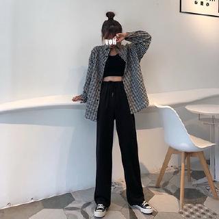 Quần thể thao ống suông rộng lưng cao cá tính