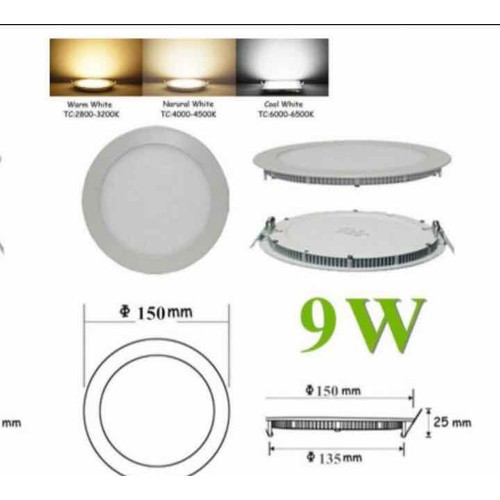 Đèn LED Panel âm trần thạch cao 9W tròn 3 chế độ