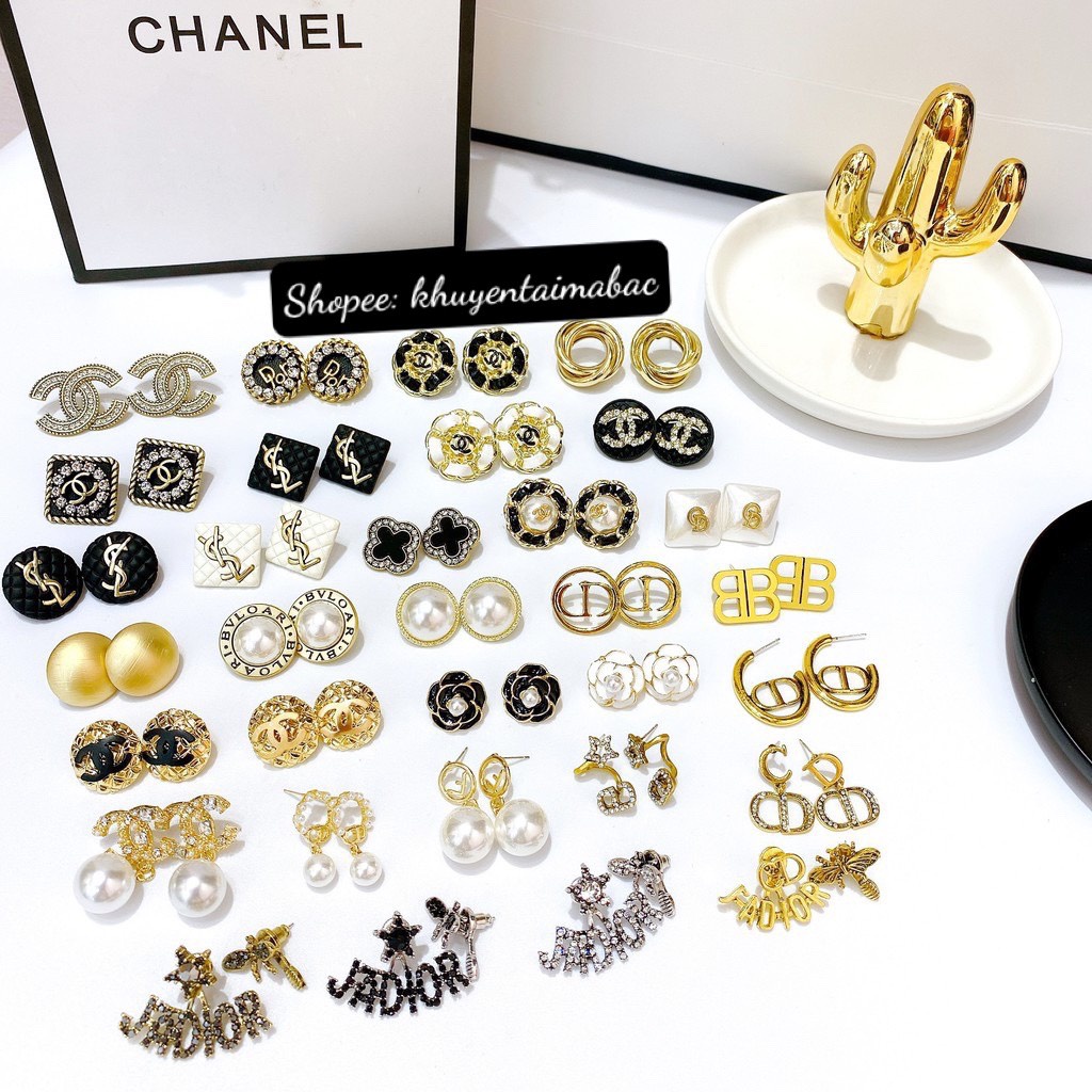 P1 Xả hàng lẻ mẫu Bông tai thời trang nhiều mẫu chanel ysl bạc 925 ko