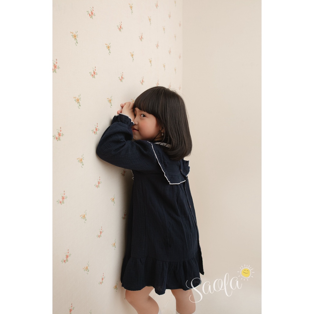 Đầm Bé Gái/Váy Bé Gái Cổ Điển Phong Cách Hàn Quốc Chất Liệu Muslin Cao Cấp - JENNIE DRESS- DRM003 - SAOLA KIDS CLOTHING