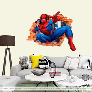 Tranh Dán Tường 3D Hình Spiderman | Tranh Dán Decor Cửa Hàng , Quán Game , Quán Cà Phê