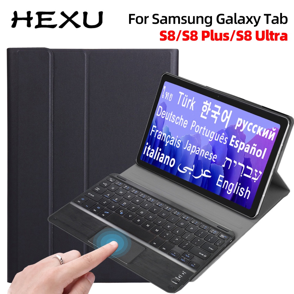HEXU Ốp Lưng Da PU Kèm Bàn Phím Bluetooth Không Dây Cho Samsung Galaxy Tab S8 S8+ S7 S7+ Plus Ultra T970 7975 7870 T875 Protective Case