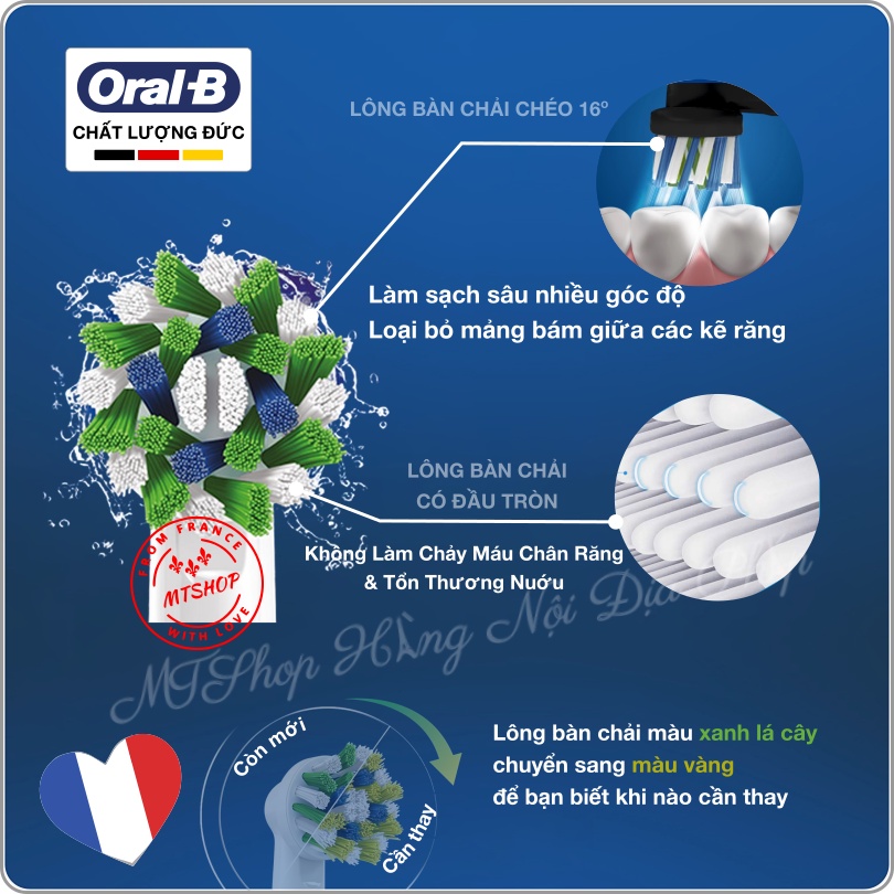Bàn Chải Điện Oral-B Pro 700, Làm Sạch Sâu, Bảo Vệ Nướu, Cảm Biến Áp Lực, Chống Nước