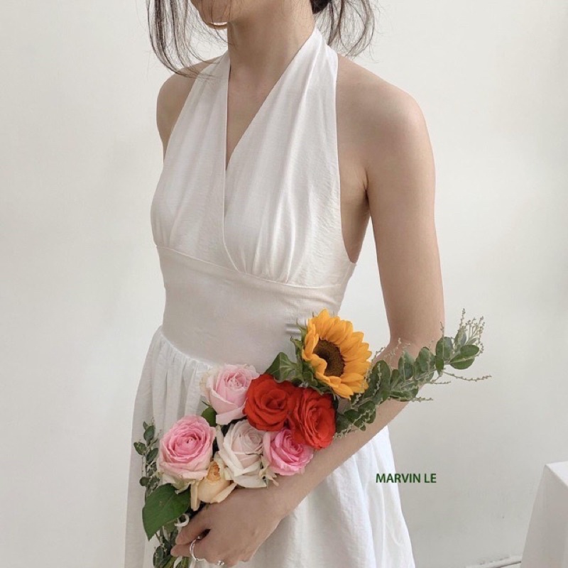 Đầm Yếm Nour Marvin Le size M màu Trắng