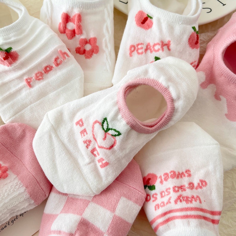 Đôi Vớ Thuyền Bằng Vải cotton In Hình Hoạt Hình Phong Cách Hàn Quốc Dành Cho Nữ