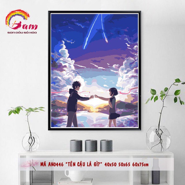 HaLa Store-Tranh sơn dầu số hoá DIY tự tô trang trí Anime Phim Nhật Your Name Tên cậu là gì mã AN0446