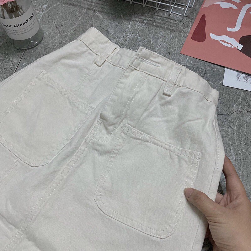 CHÂN VÁY JEANS TRẮNG XẺ