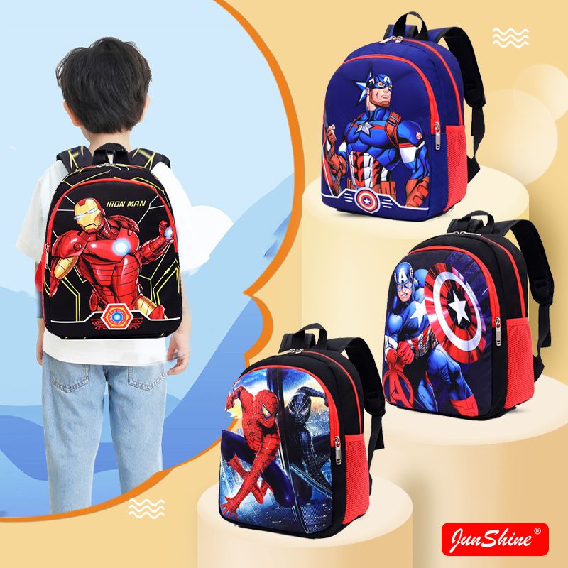 Ba Lô Đi Học Chống Thấm Nước Họa Tiết Người Nhện/Người Sắt/Captain America Dễ Thương Cho Bé Mẫu Giáo