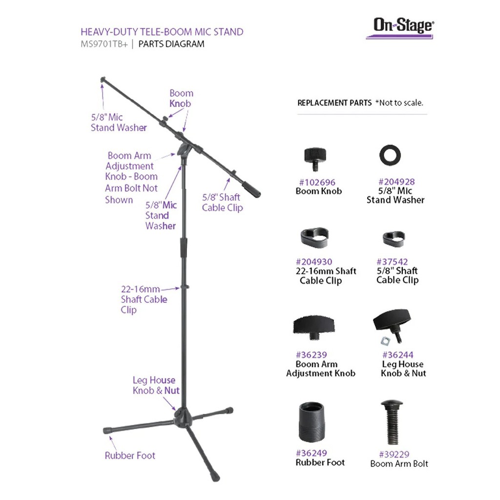 Chân đứng Micro thu âm On-Stage MS9701TB+ Heavy-Duty Tele-Boom