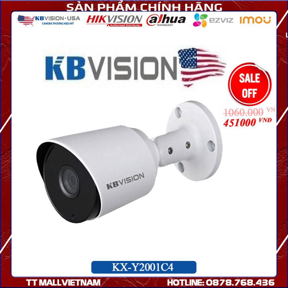 {Giá HỦY DIỆT} Camera KBVISION KX-Y2001C4 2MP THÂN NHỰA DÒNG Y