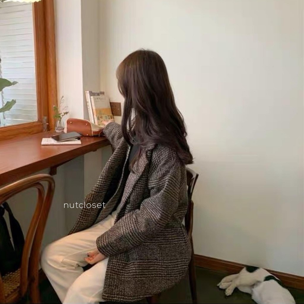 Áo khoác dạ họa tiết kẻ _ A0303 | BigBuy360 - bigbuy360.vn