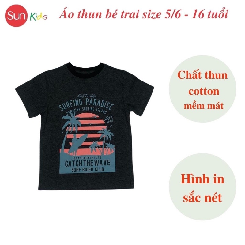 Áo thun bé trai xuất xịn, áo phông cho bé trai, chất cotton, size 5,6-16 tuổi, - SUNKIDS1