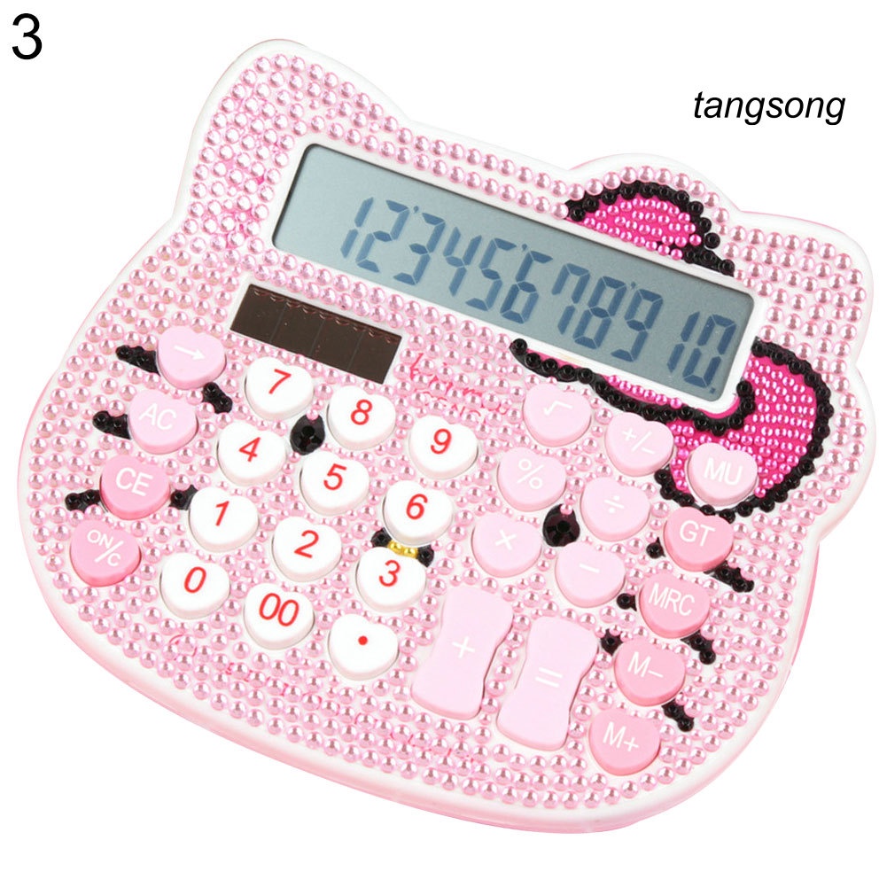 Máy tính cầm tay hình Hello Kitty đính đá chạy bằng năng lượng mặt trời