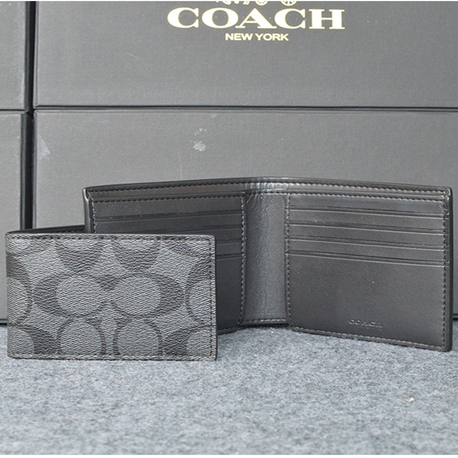 Combo 2 Ví Coach Compact ID Wallet F74993 Full Box