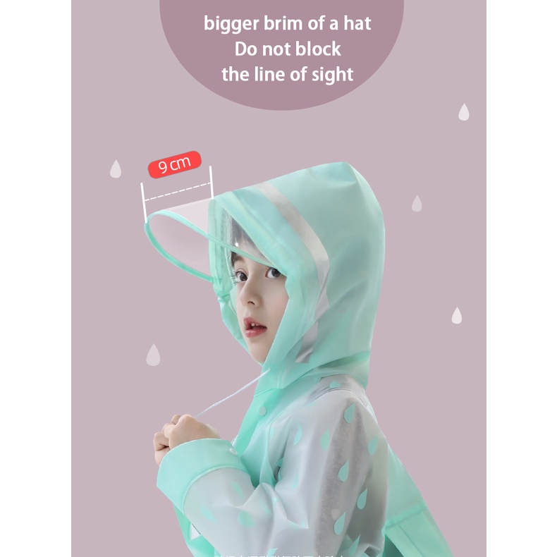 Áo Mưa Có Mũ Trùm Chống Nước In Hình Hoạt Hình Phản Quang Cho Trẻ Em 6-13 Tuổi