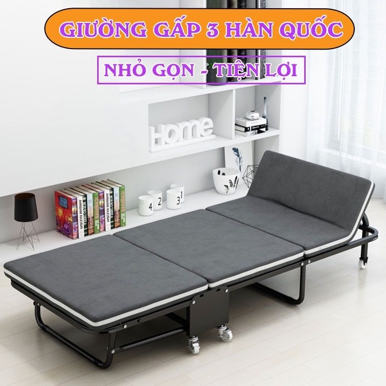 [Mã BMBAU300 giảm 7% đơn 499K] Giường gấp ba khúc NIKITA GB375 rộng 75cm màu XÁM xanh