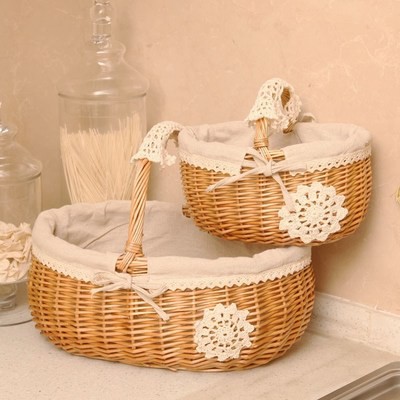 Giỏ mây đan phối vải xinh hàng loại 1