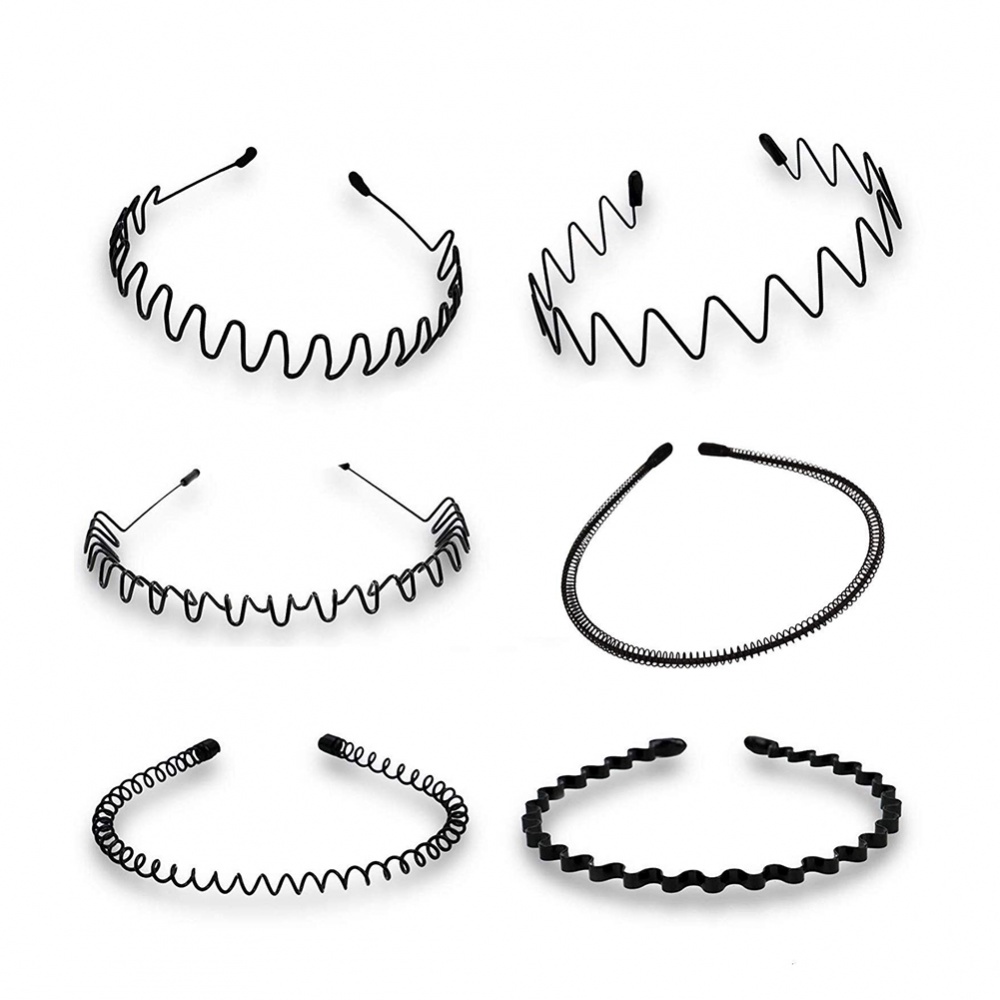 Set 6 Băng Đô Cài Tóc Thể Thao Bằng Kim Loại Màu Đen Chống Trượt Thời Trang Mùa Xuân Cho Nam Và Nữ