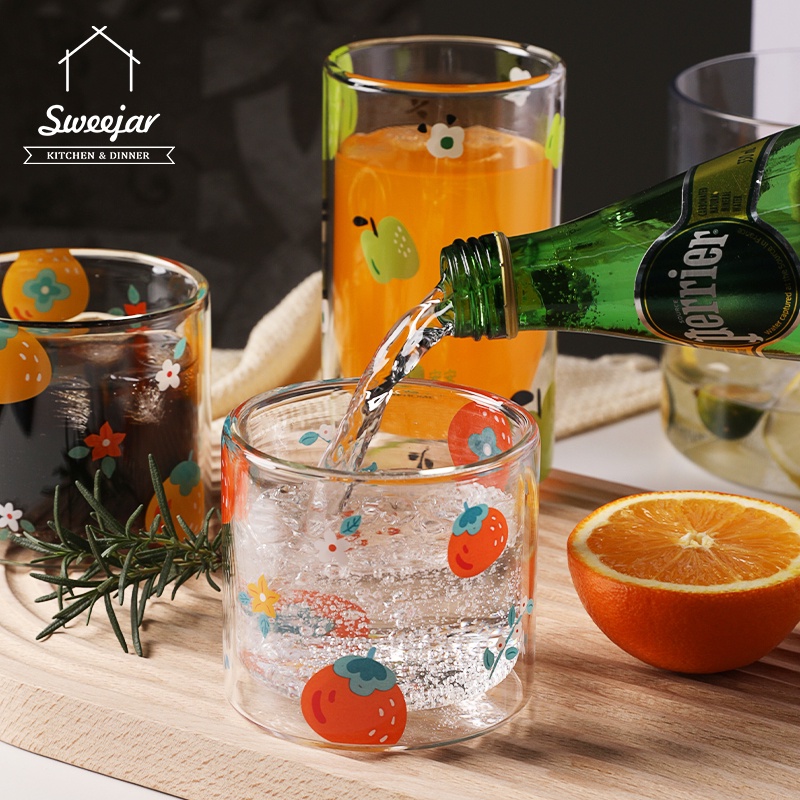 SWEEJAR Cốc  240ML/360ML hai lớp thủy tinh borosilicate chịu nhiệt độ cao chống bỏng để đựng cà phê