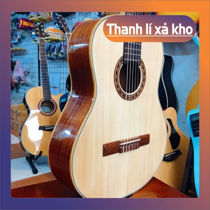 Guitar Classic Mặt Thông Lưng Mahogani Gỗ Thịt Nguyên Tấm Cao Cấp - Kèm Full Phụ Kiện