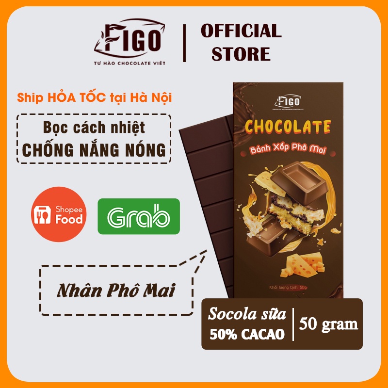 Combo 3 Hộp Socola 50% Cacao FIGO 50gr, cực tiết kiệm, Milk Chocolate nhân Sữa dừa, Phô mai, Hạt điều, ĂN LÀ NGHIỀN