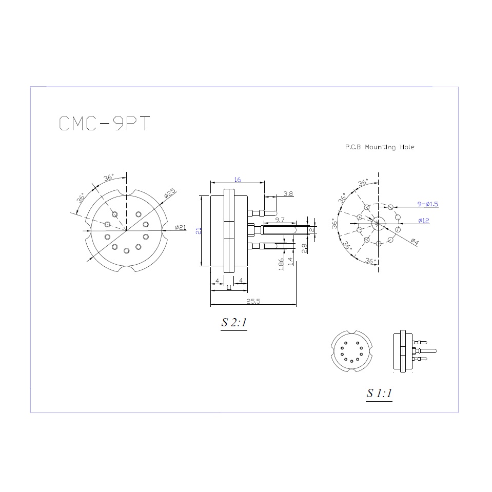 Đế chân bóng đèn 9 chân teflon