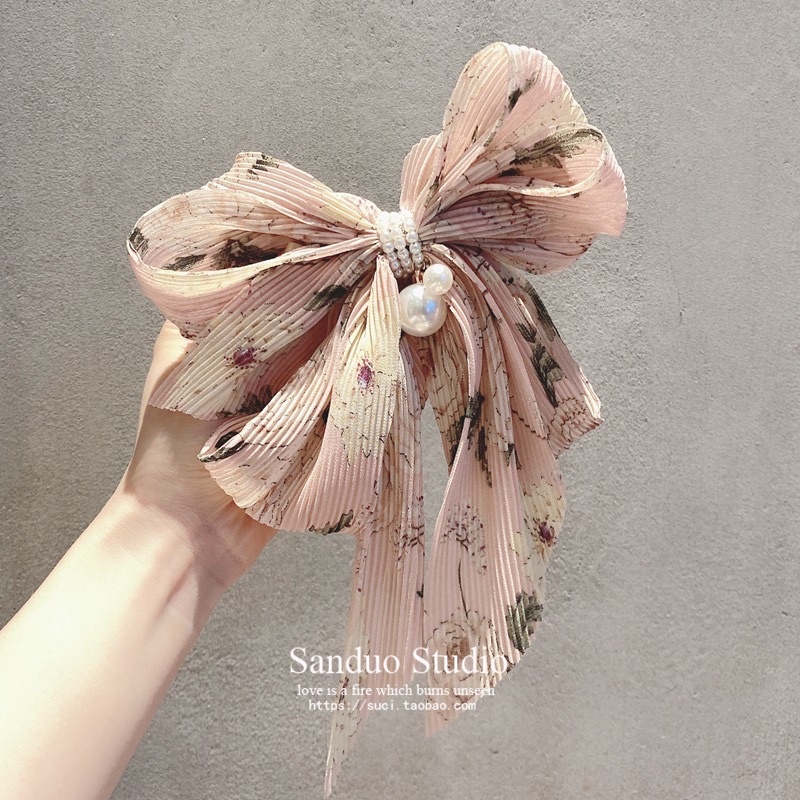 Kẹp tóc nơ lớn bản to sau đầu hình hoa Hàn Quốc, kẹp tóc nơ xinh tiểu thư cho nữ dễ thương