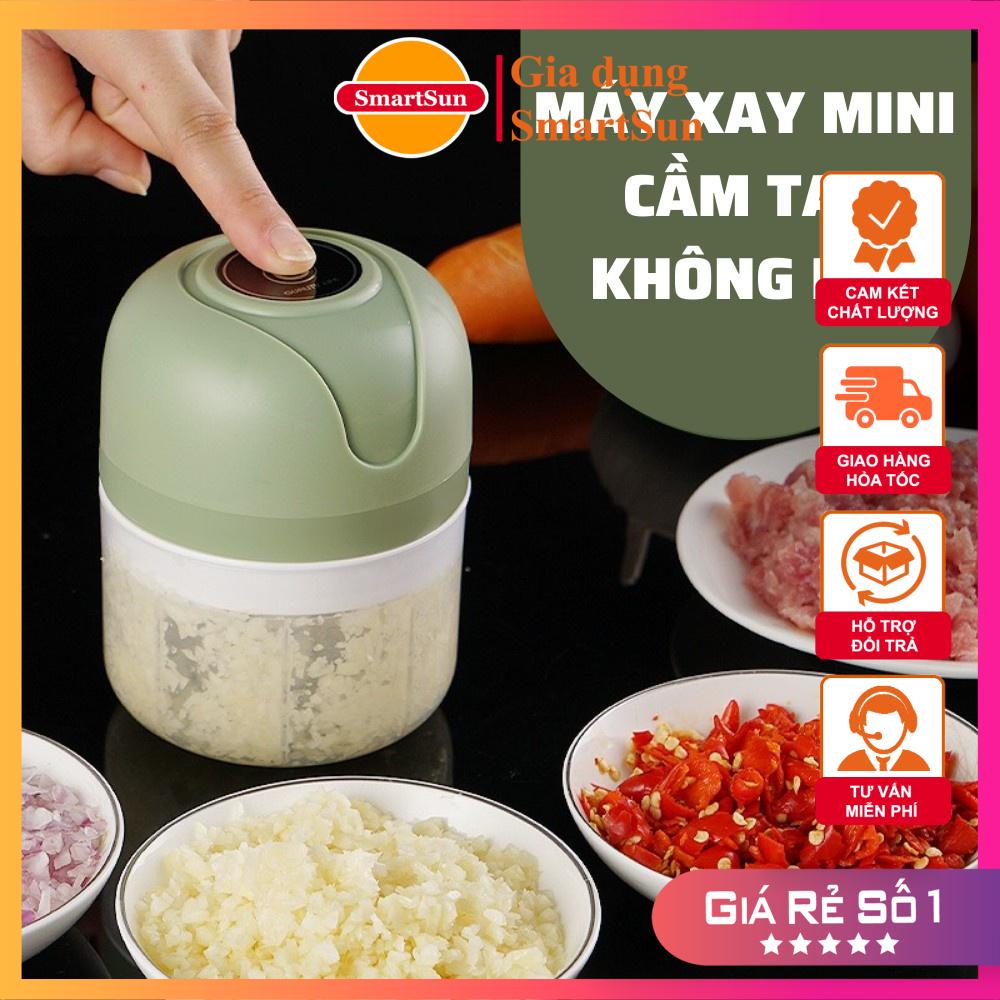 MÁY XAY MINI SẠC ĐIỆN, Xay Gia Vị, Tỏi Ớt, 250 ml, 3 lưỡi dao - BH 1 đổi 1 - Gia dụng SmartSun