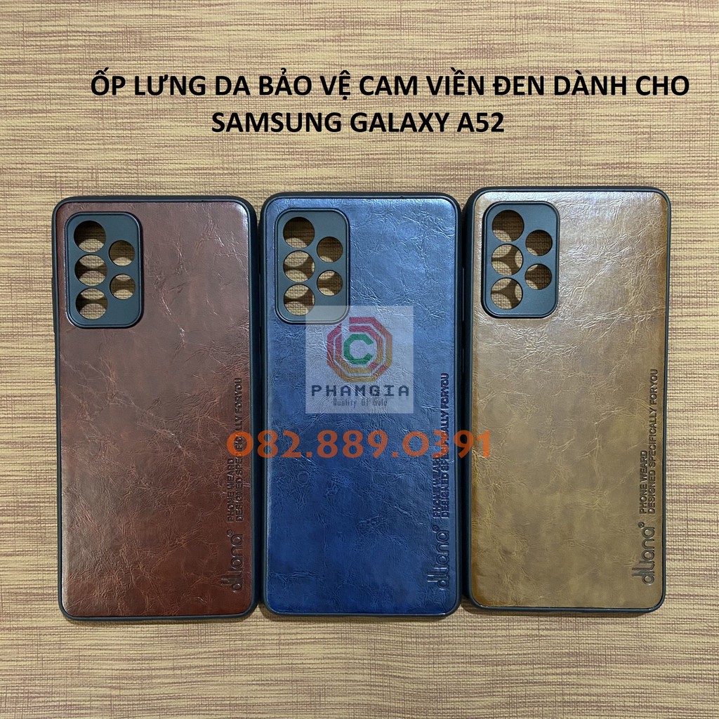 Ốp da Samsung Galaxy A52 (4G/5G) bảo vệ cam viền đen