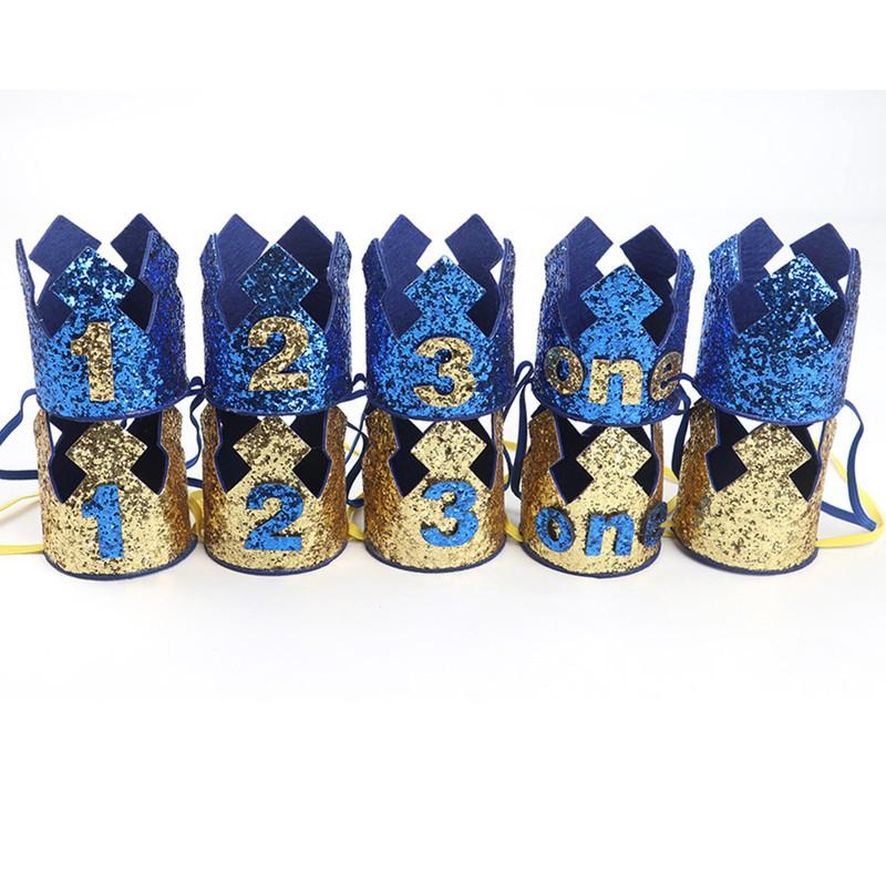 Mũ Sinh Nhật Hình Vương Miện Hoàng Tử Lấp Lánh Cho Bé 1 2 3 Tuổi