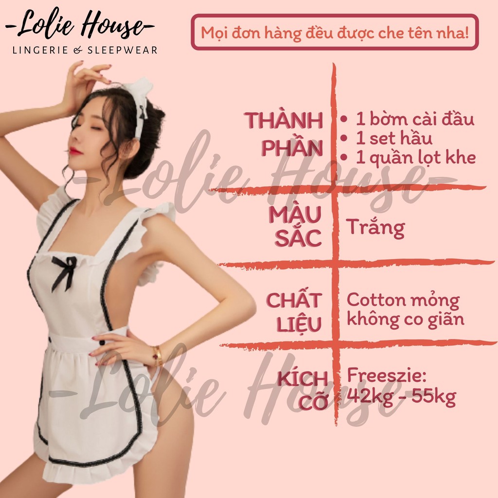 Cosplay Hầu gái đầu bếp - Set váy ngủ sexy cosplay hầu gái màu trắng LOLIE HOUSE - CP4 | BigBuy360 - bigbuy360.vn