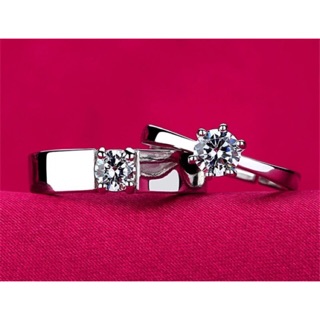 Cặp nhẫn tình nhân bạc đính đá kim cương nhân tạo Zircon sang trọng - Nhẫn couple bạc S925 rất thời trang giá siêu HOT