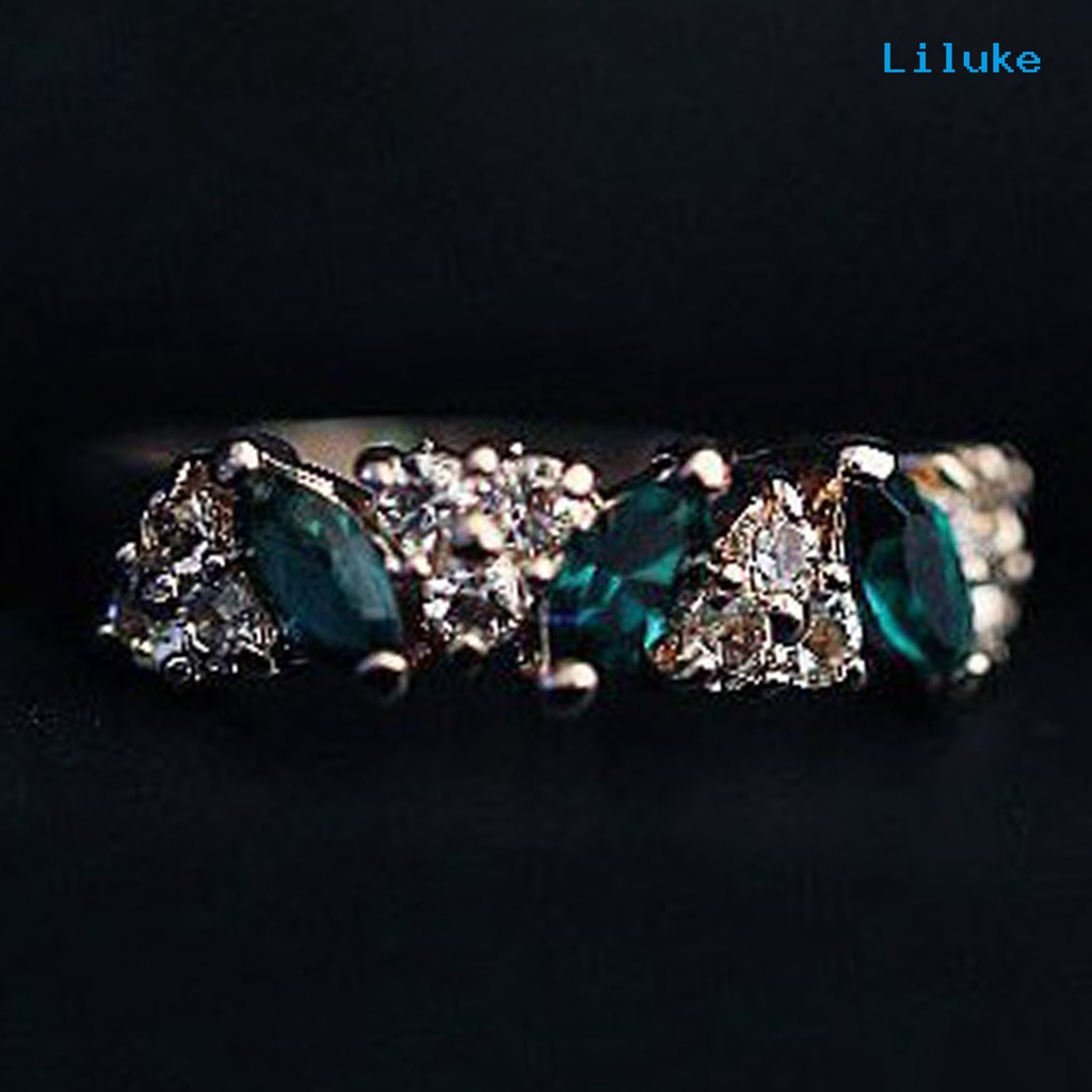 Nhẫn Hợp Kim Đính Đá Xanh Sang Trọng Thanh Lịch Cho Nữ