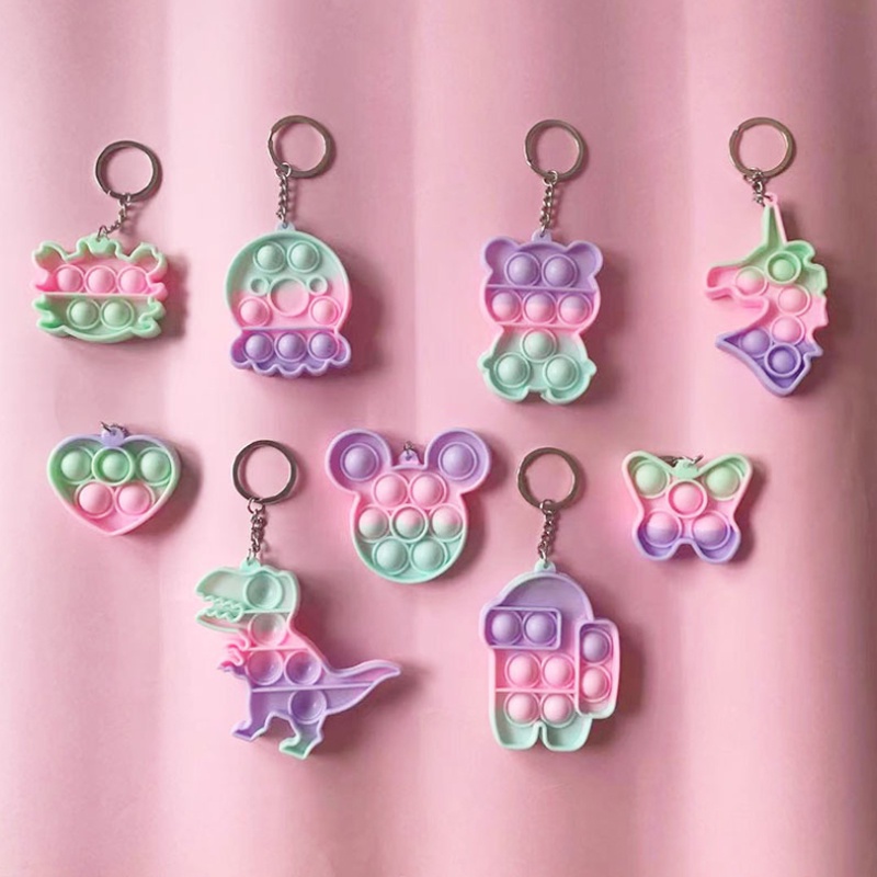 Đồ chơi bóp bong bóng  Móc khóa giảm căng thẳng bằng silicon nhiều kiểu dáng độc đáo