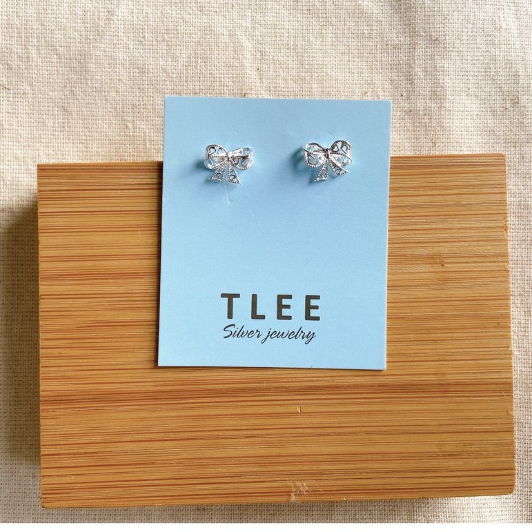 Khuyên tai bạc nữ TLEE nơ đan nữ tính basic TleeJewelry B0171