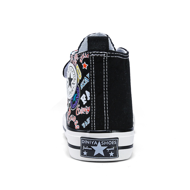 Giày Vải Canvas Cổ Cao Họa Tiết Hoạt Hình Thời Trang Cá Tính Dành Cho Bé Gái 2022