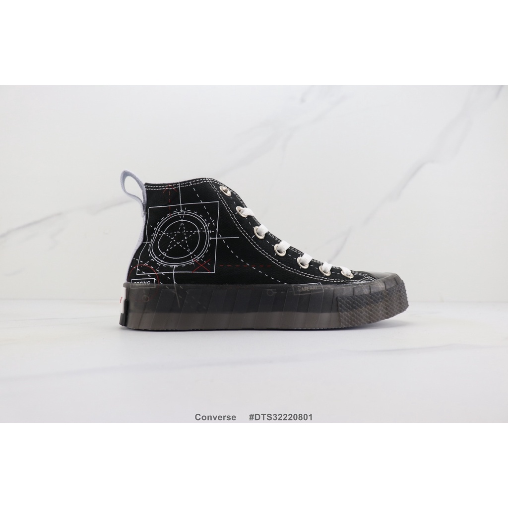 Giày Converse Vải canvas Cổ Cao Đế Trong Suốt In Họa Tiết graffiti Có Size 35-44