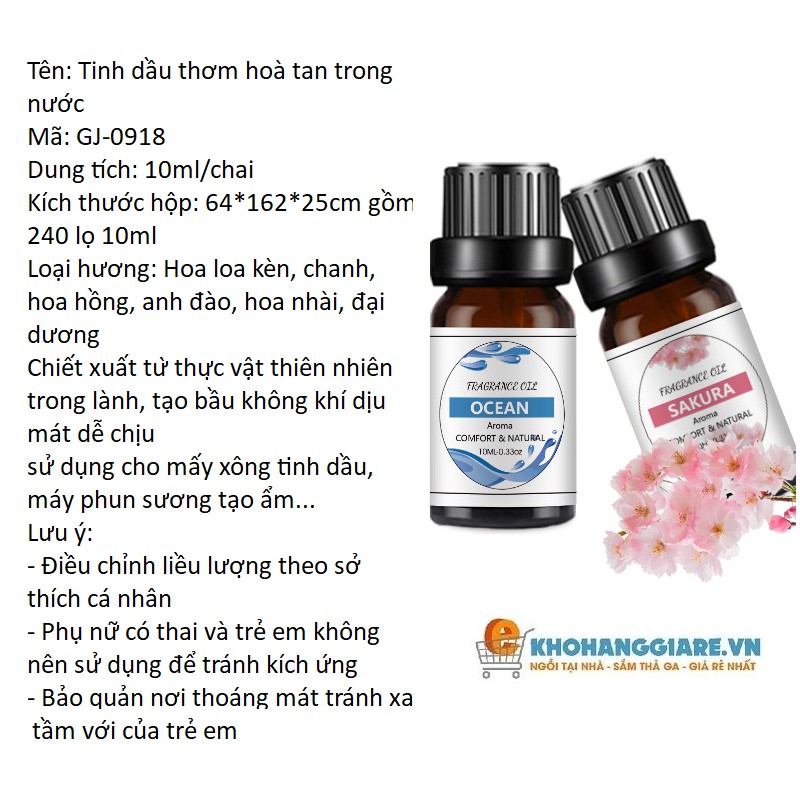 Tinh dầu thơm 10ml chiết xuất hoa cỏ thiên nhiên thơm dịu nhẹ