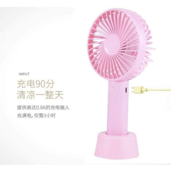 Quạt tích điện cầm tay mini cho bé có đế cắm để bàn