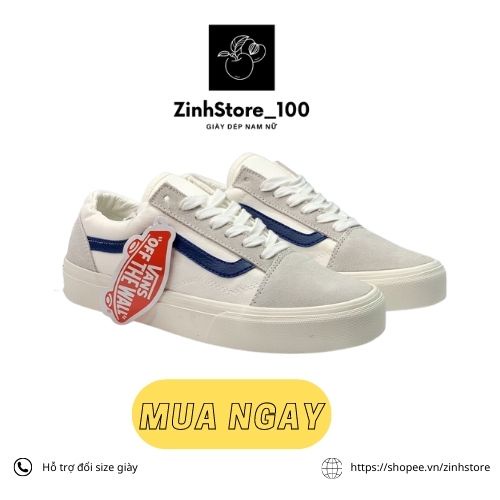 Giầy Thể Thao Vans Style 36/ Sneaker Nam Nữ Xọc Xanh Dương Da Lộn [Full Hộp