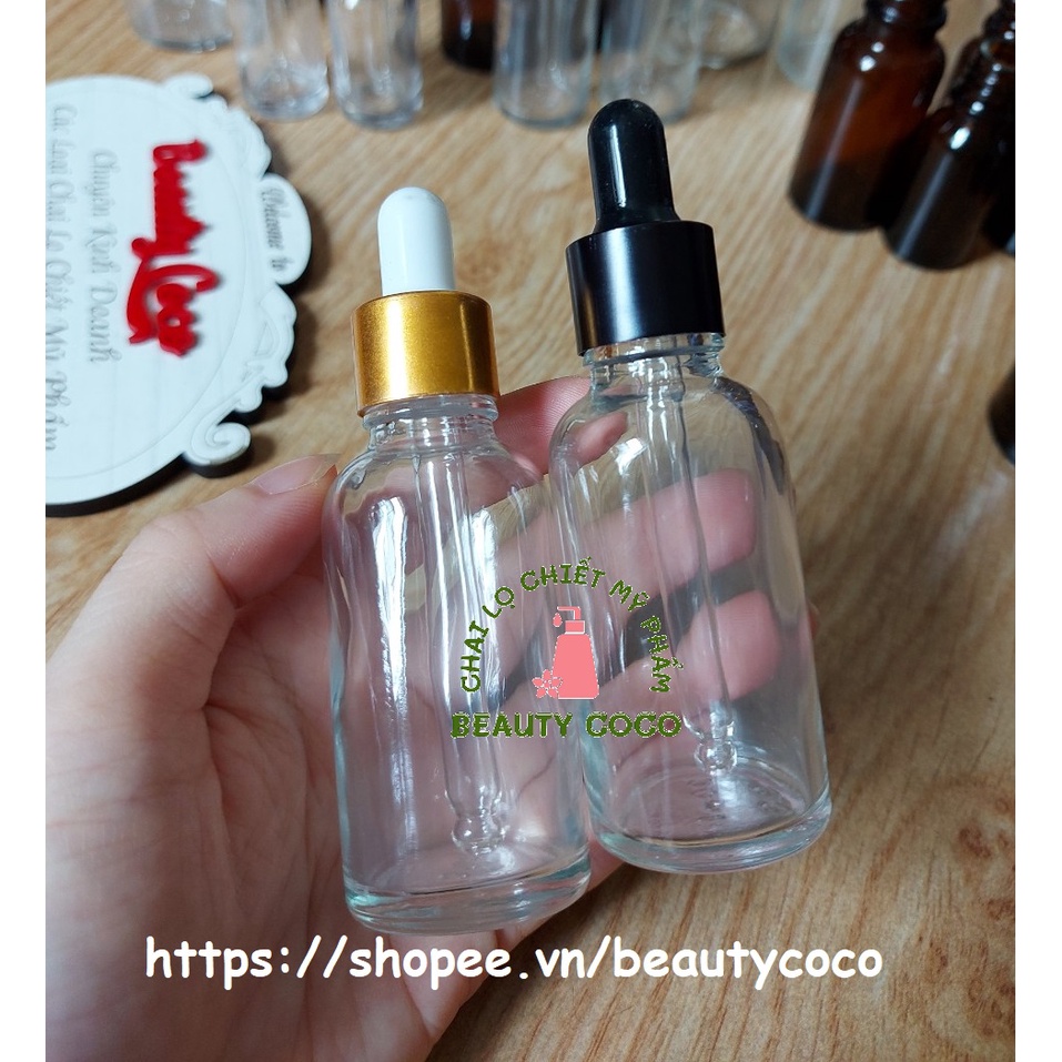 Chai Đựng Serum Tinh Dầu Thủy Tinh Nắp Bóp Giọt 10ml 20ml 30ml 50ml 100ml