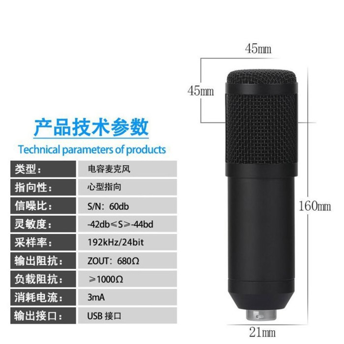 Micro Hát Karaoke Bm-800 Màu Đen Có Đầu Cắm Usb